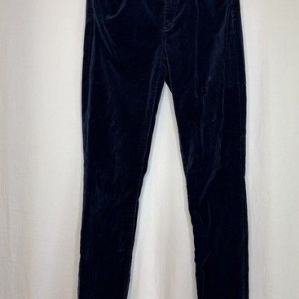 J Crew Dark Navy Blue Velvet Toothpick Jeans Stretch Cotton Skinny Pants Sz 29